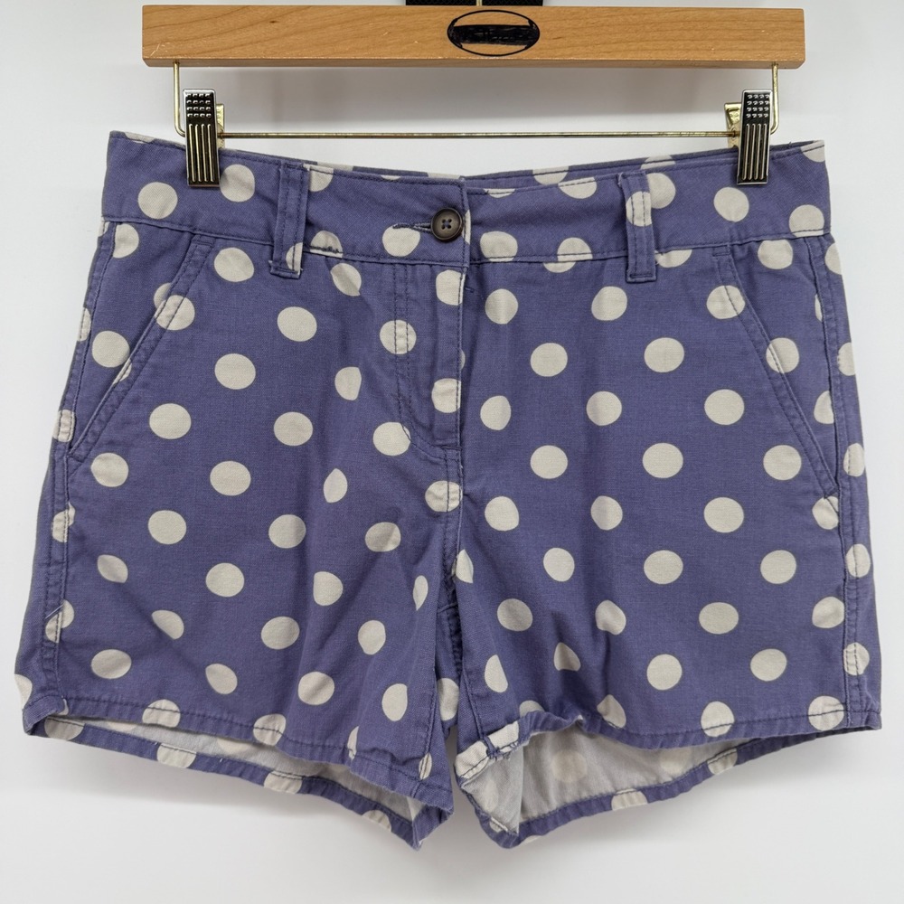 Boden Purple Blue Polka Dot Cotton Canvas Shorts WJ027 Womens Size 6R